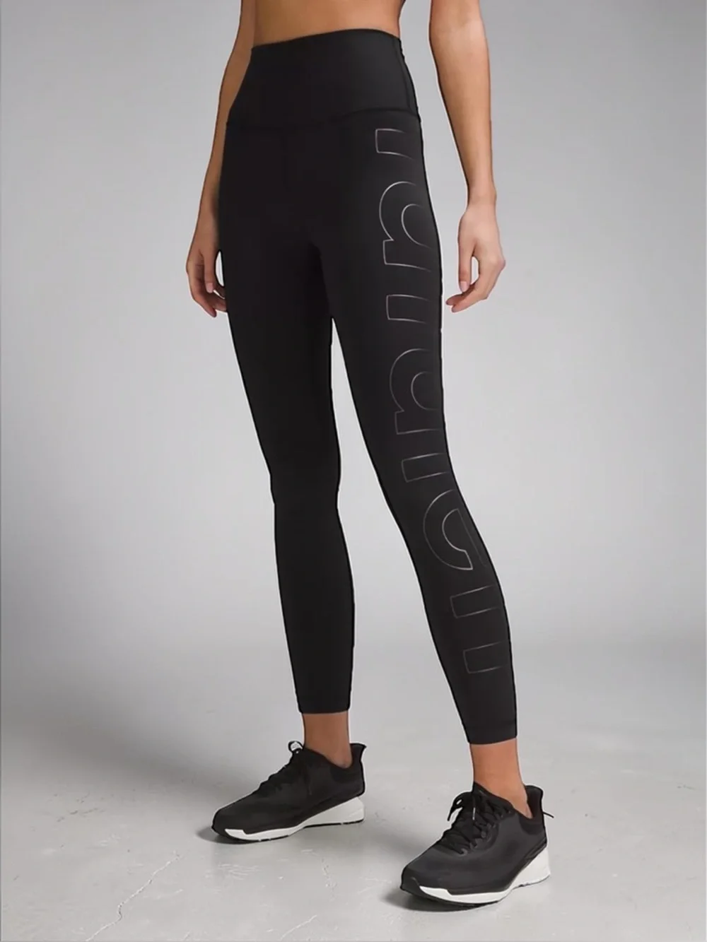 Lululemon Wunder Train High Rise Tight Athletic Legging Black Graphic Logo NWT